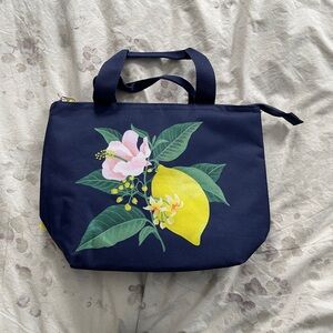 Floral Navy Tote Lunch Bag
